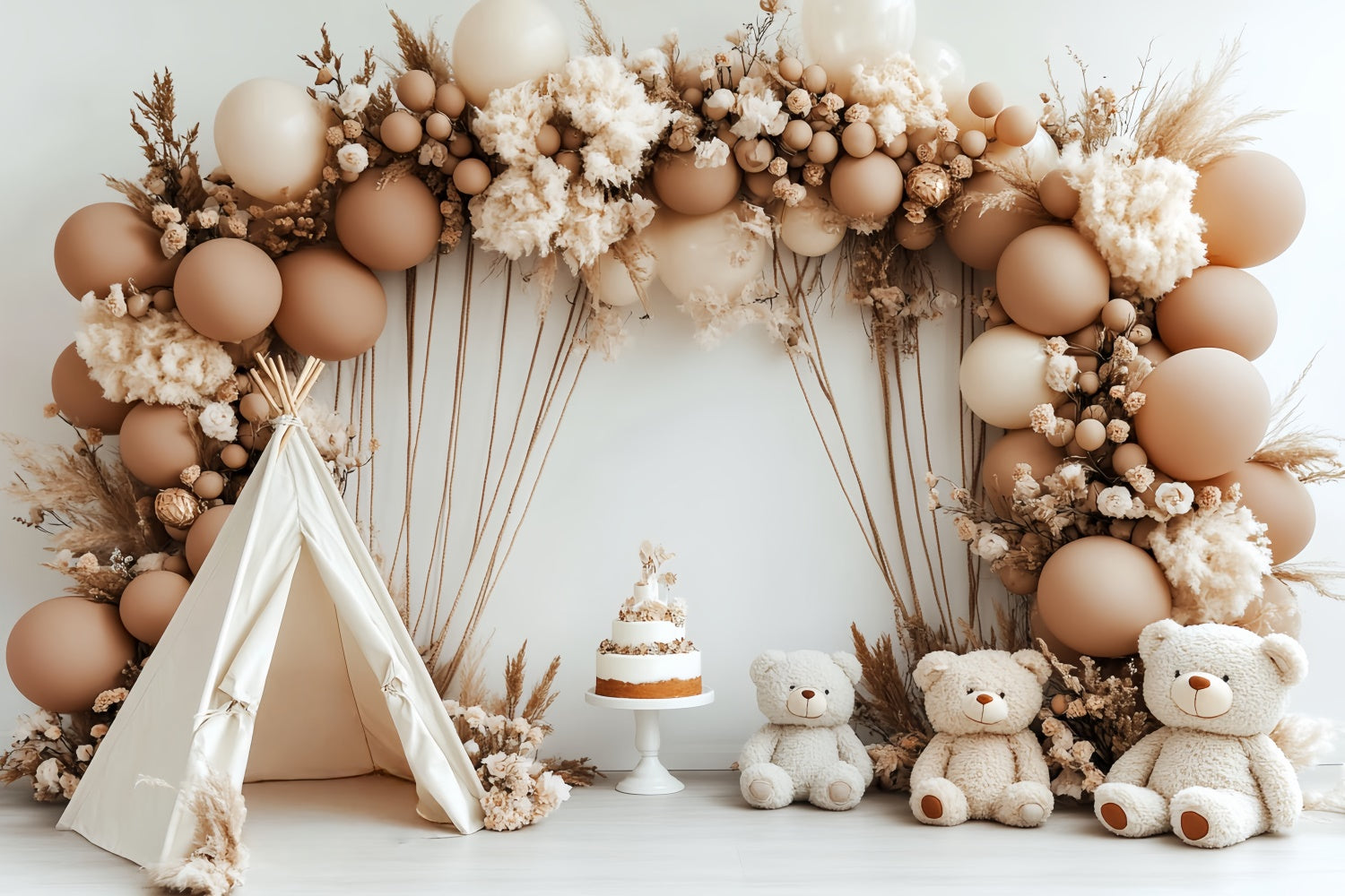 Backdrop For Birthday Rustic Teddy Tent Boho Backdrop CSH6-321