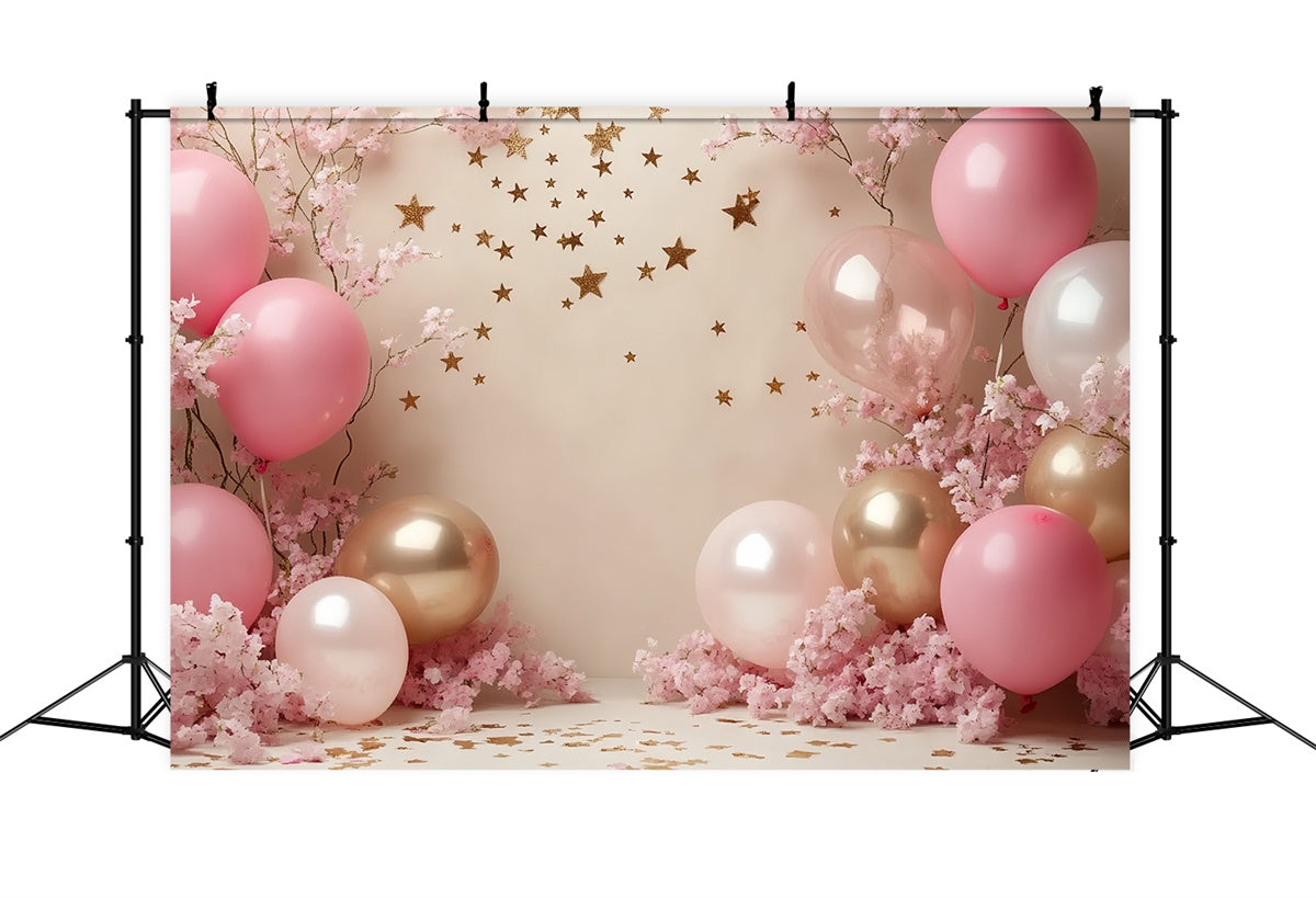 Cake Smash Backdrop Girl Glitter Balloon Garden Backdrop CSH6-322