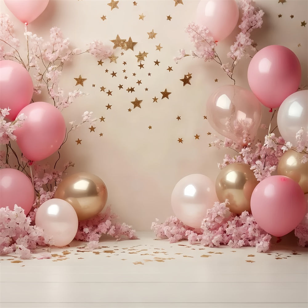 Cake Smash Backdrop Girl Glitter Balloon Garden Backdrop CSH6-322