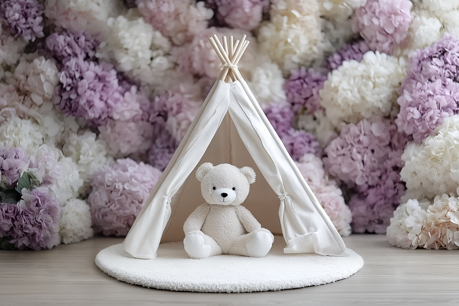 Smash Cake Backdrop Fluffy Bear Flower Tent Backdrop CSH6-325