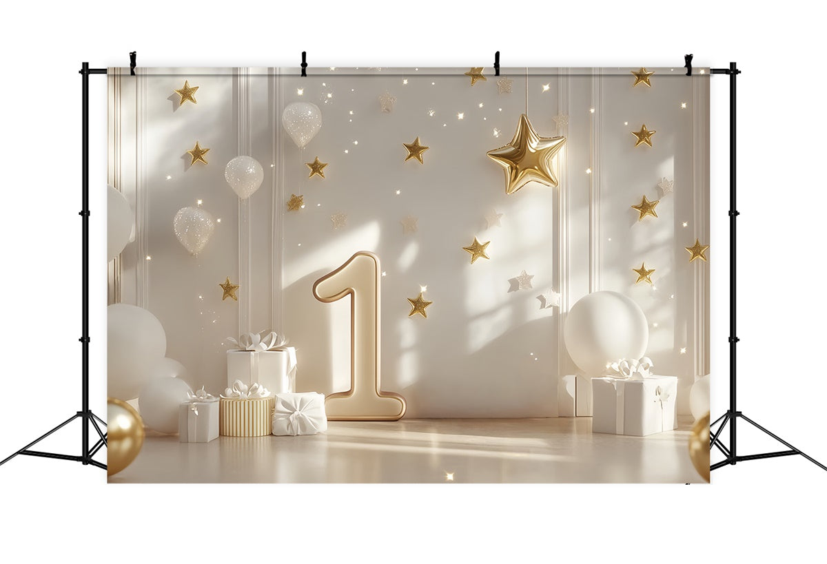 1st Birthday Backdrop Twinkle Gold Star Luxe Backdrop CSH6-326