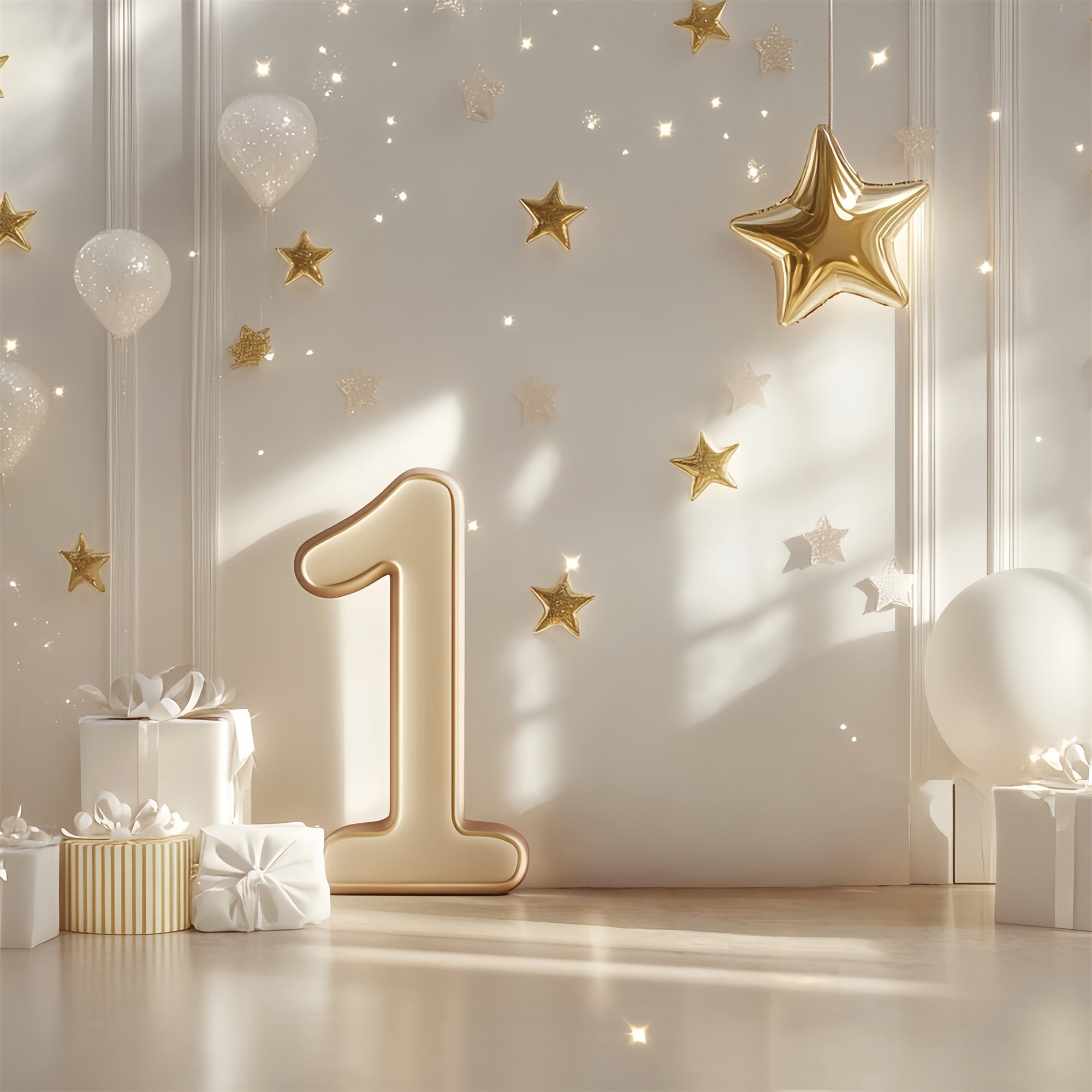 1st Birthday Backdrop Twinkle Gold Star Luxe Backdrop CSH6-326