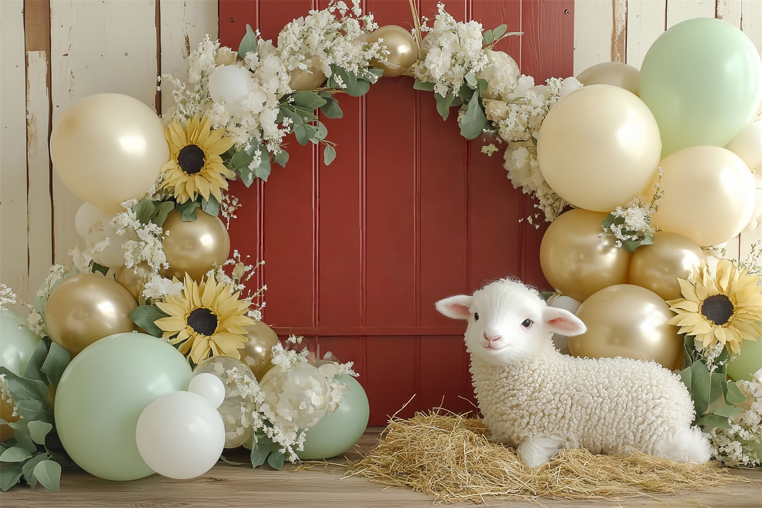 Cake Smash Backdrop Little Lamb Bloom Bash Backdrop CSH6-330