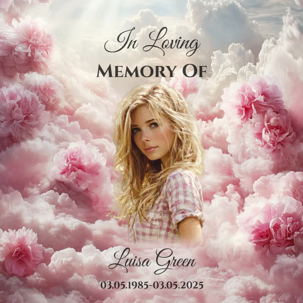 Memorial Backdrop Pink Peony Memory Clouds Customized Backdrop CSH6-341