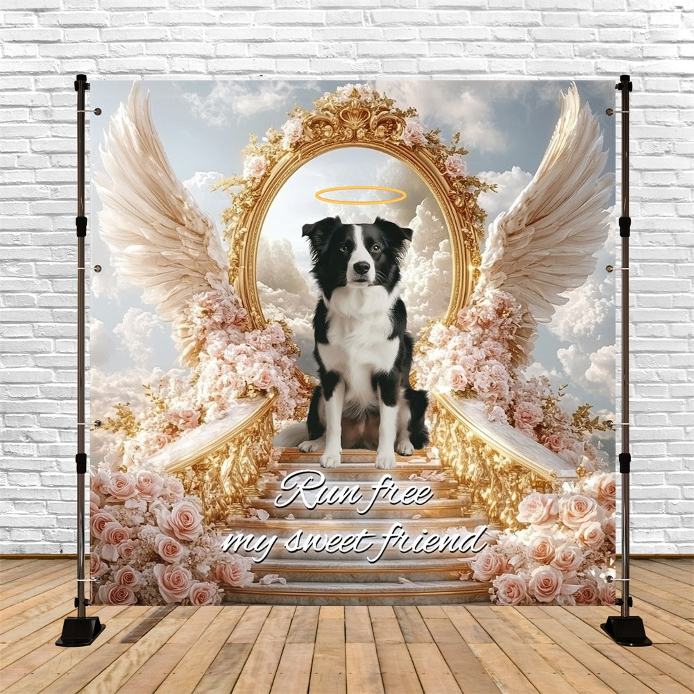 Memorial Backdrop Ideas Run Free Angel Pup Customized Backdrop CSH6-343