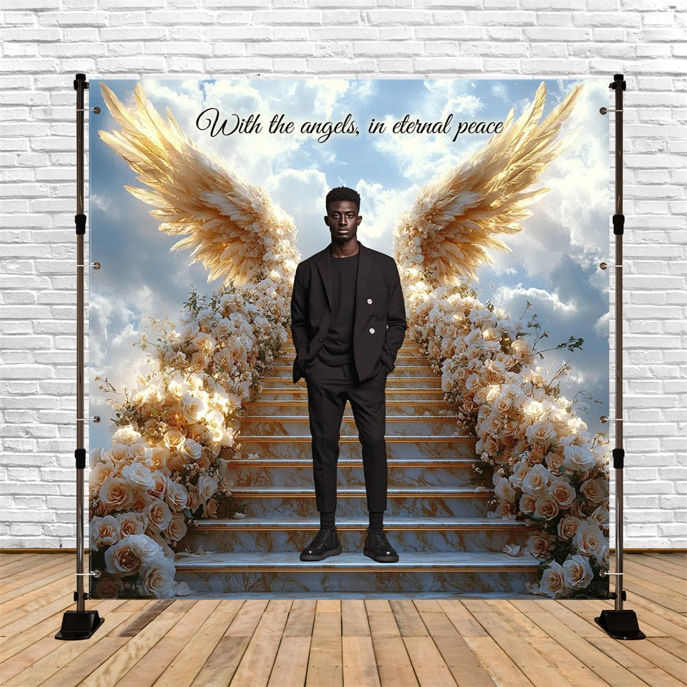 Memorial Backdrop Graceful Goodbye Staircase Custom Backdrop CSH6-345