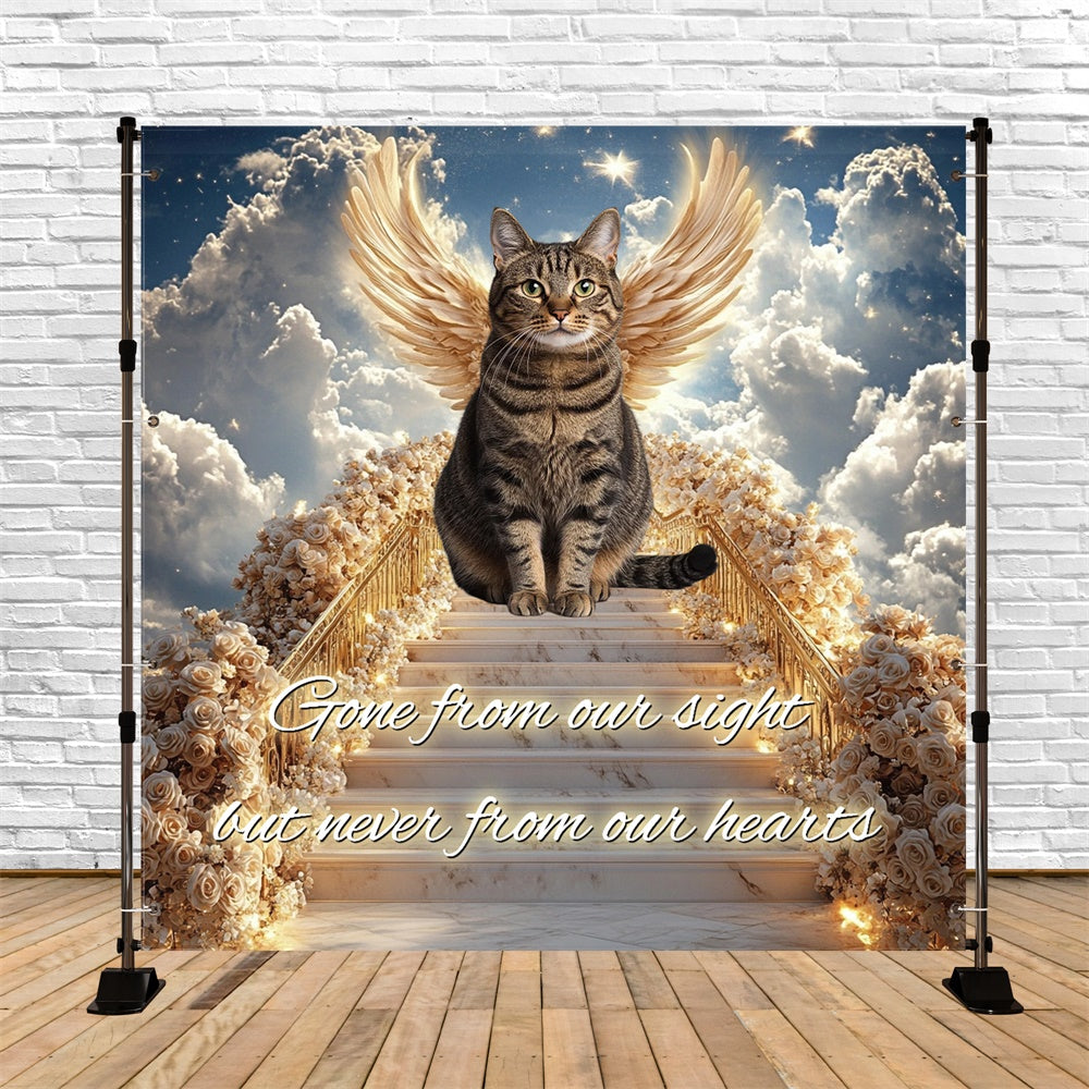 Memorial Backdrops Feline Farewell Fantasy Customized Backdrop CSH6-346