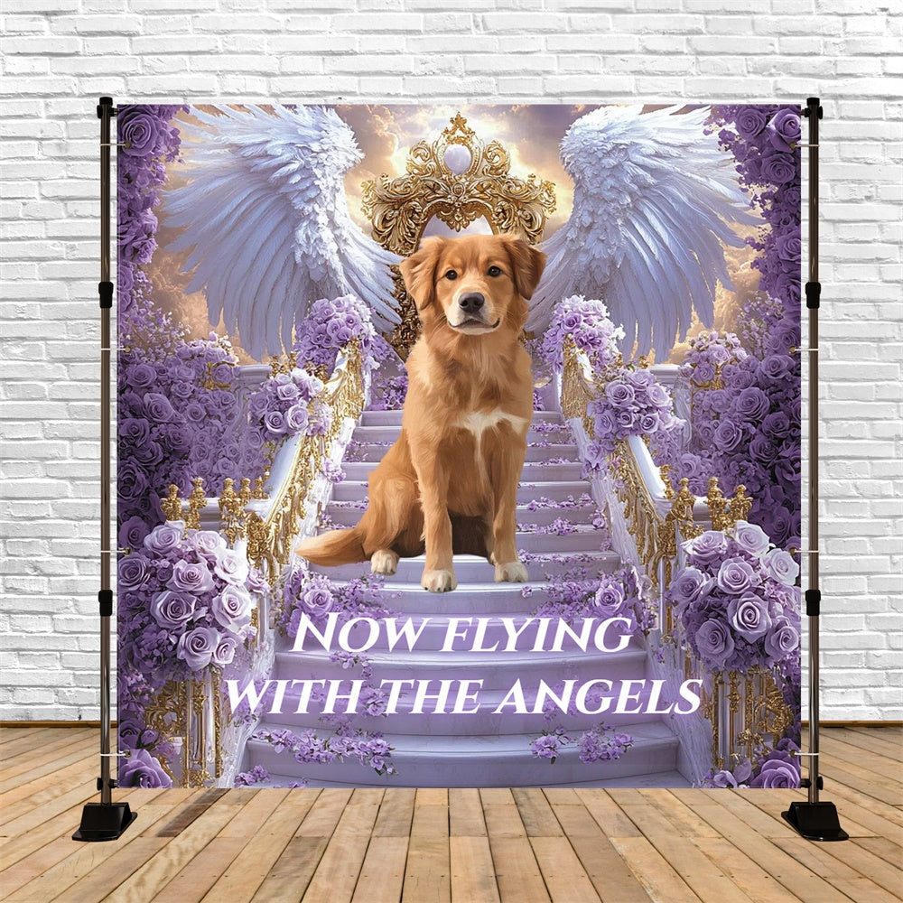 Memorial Backdrop Lavender Wings Pet Tribute Custom Backdrop CSH6-349