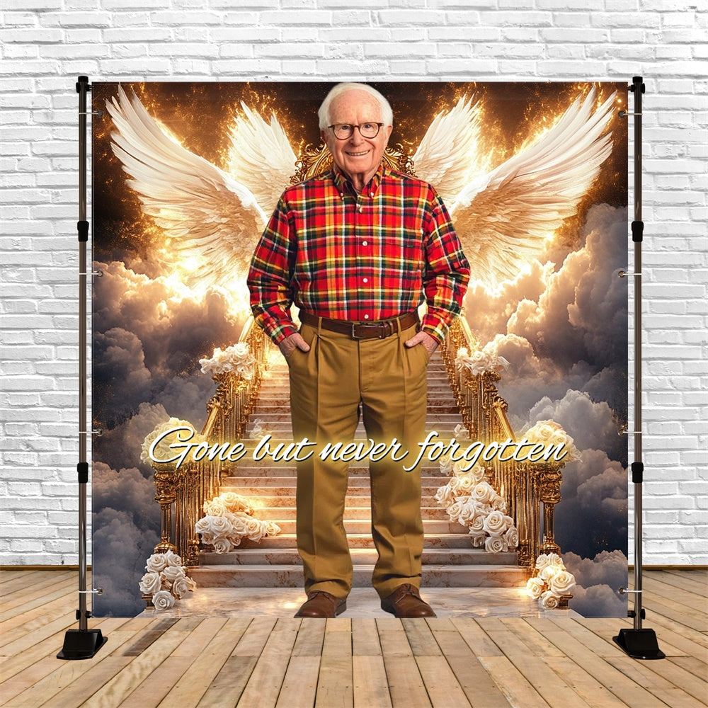 Memorial Backdrop White Rose Farewell Personalized Backdrop CSH6-351