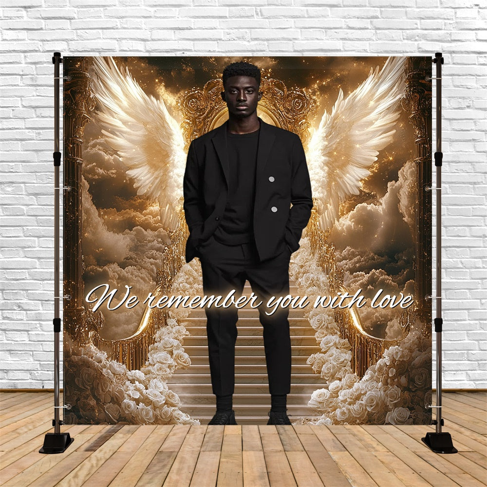 Memorial Backdrop Ideas Golden Sky Tribute Custom Backdrop CSH6-352