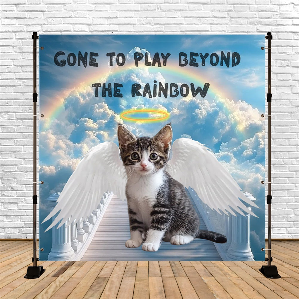 Memorial Backdrop Ideas Angel Kitten Rainbow Customized Backdrop CSH6-354