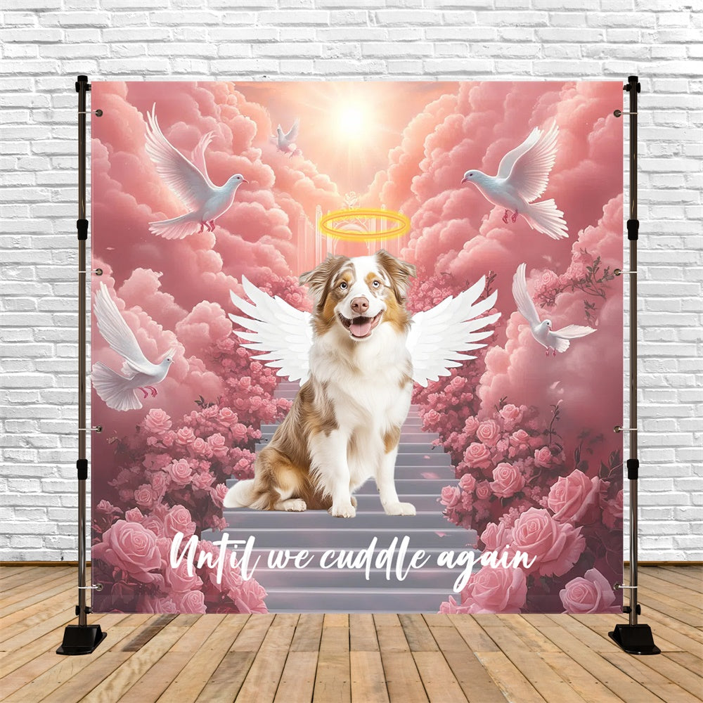 Memorial Backdrop Rose Cloud Puppy Farewell Personalized Backdrop CSH6-356