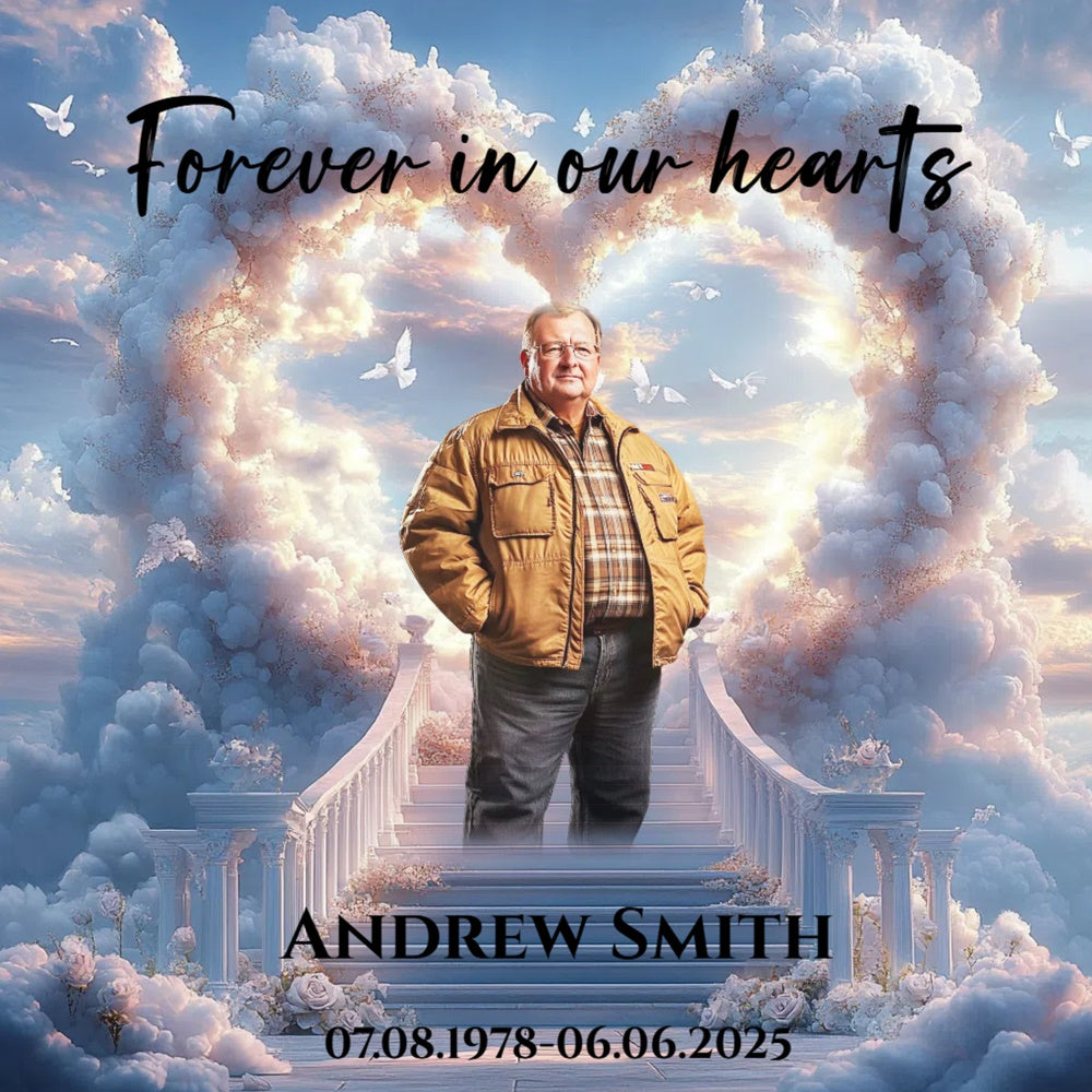 Memorial Backdrop Ideas Dove Sky Cloud Heart Custom Backdrop CSH6-357