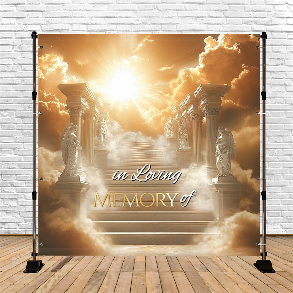 Memorial Backdrop Angelic Light Farewell Personalized Backdrop CSH6-359