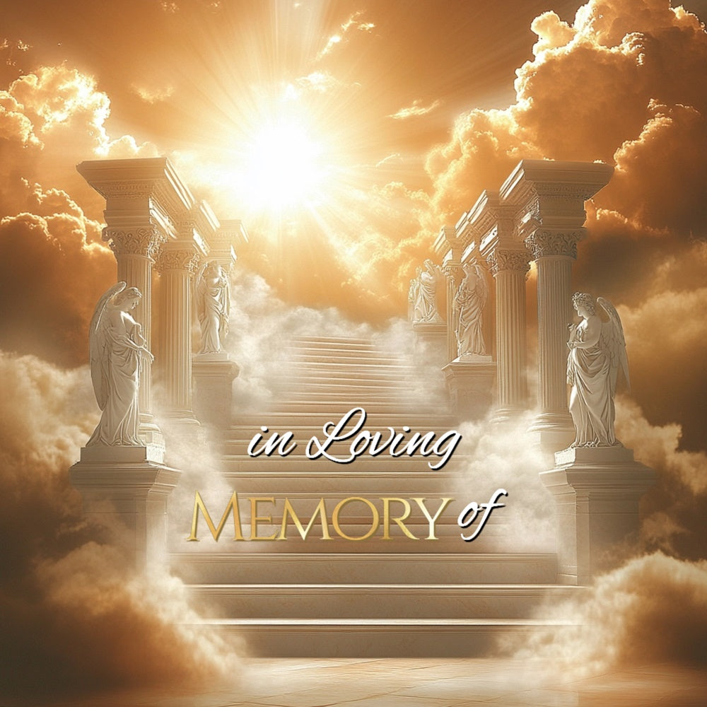 Memorial Backdrop Angelic Light Farewell Personalized Backdrop CSH6-359
