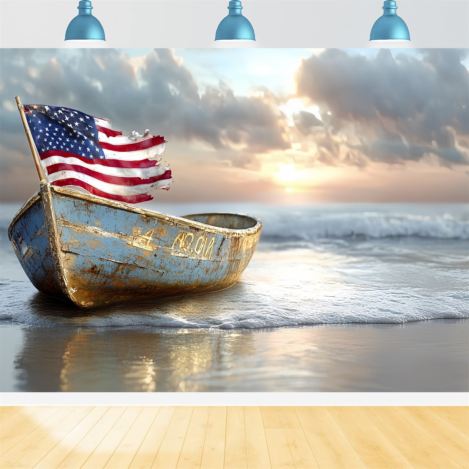 Independence Day Backdrops Drifted Freedom Boat Backdrop CSH6-36