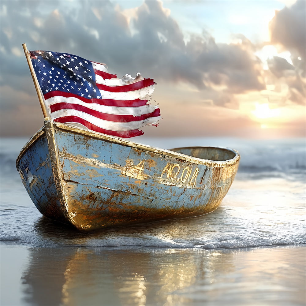 Independence Day Backdrops Drifted Freedom Boat Backdrop CSH6-36