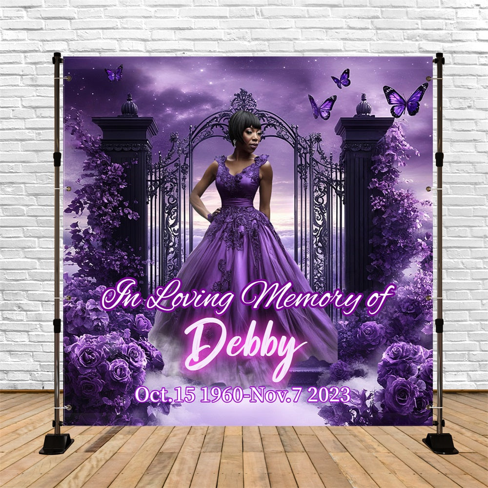 Memorial Backdrop Ideas Purple Bloom Angel Custom Backdrop CSH6-360