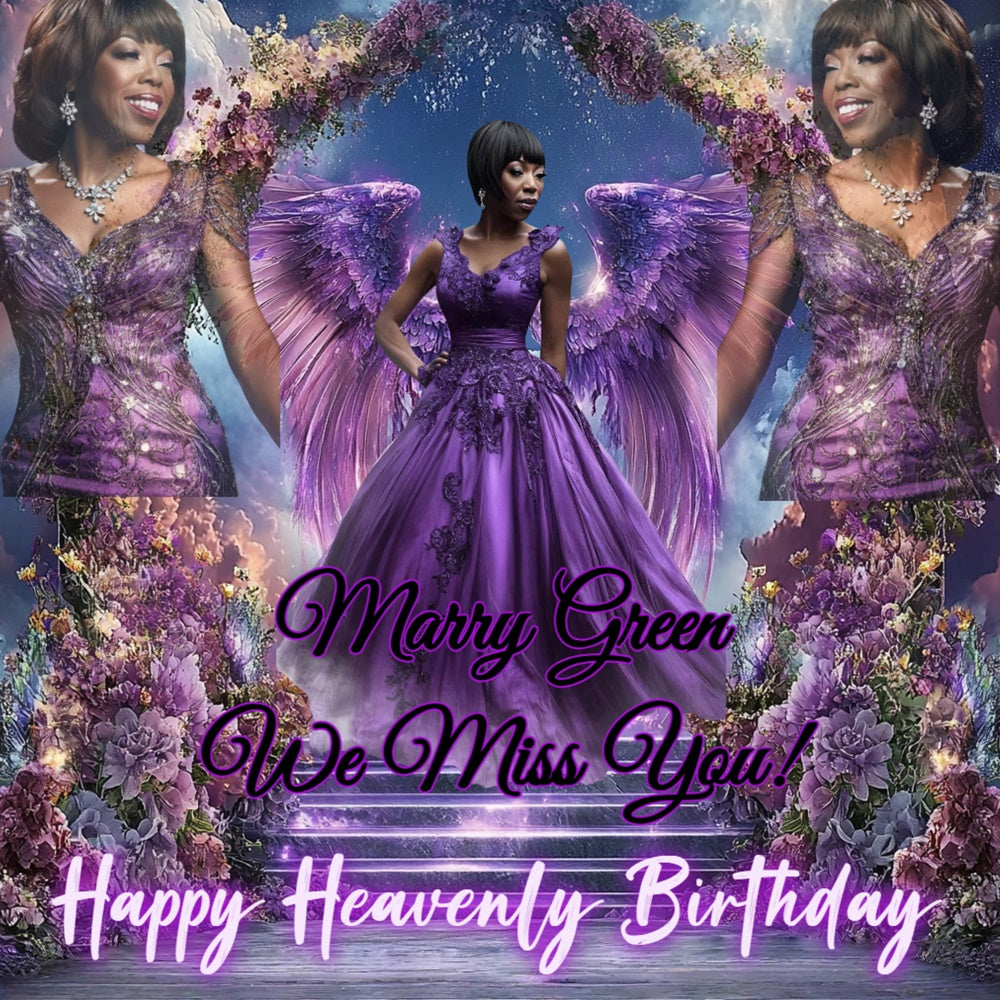 Memorial Backdrop Violet Bloom Birthday Tribute Custom Backdrop CSH6-362