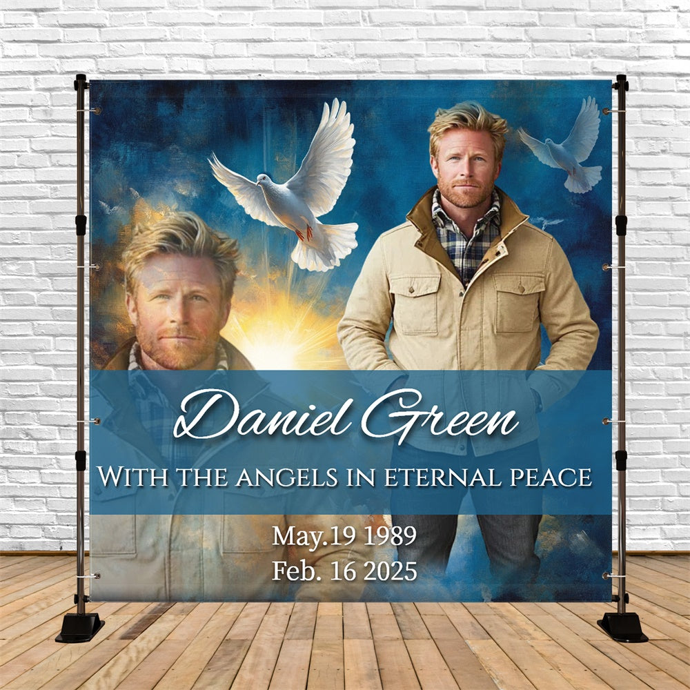 Memorial Backdrop Ideas Golden Sky Farewell Personalized Backdrop CSH6-363