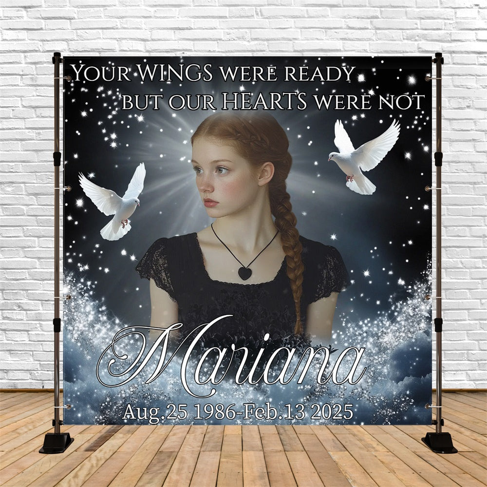 Memorial Backdrop Starlight Farewell Dove Personalized Backdrop CSH6-365