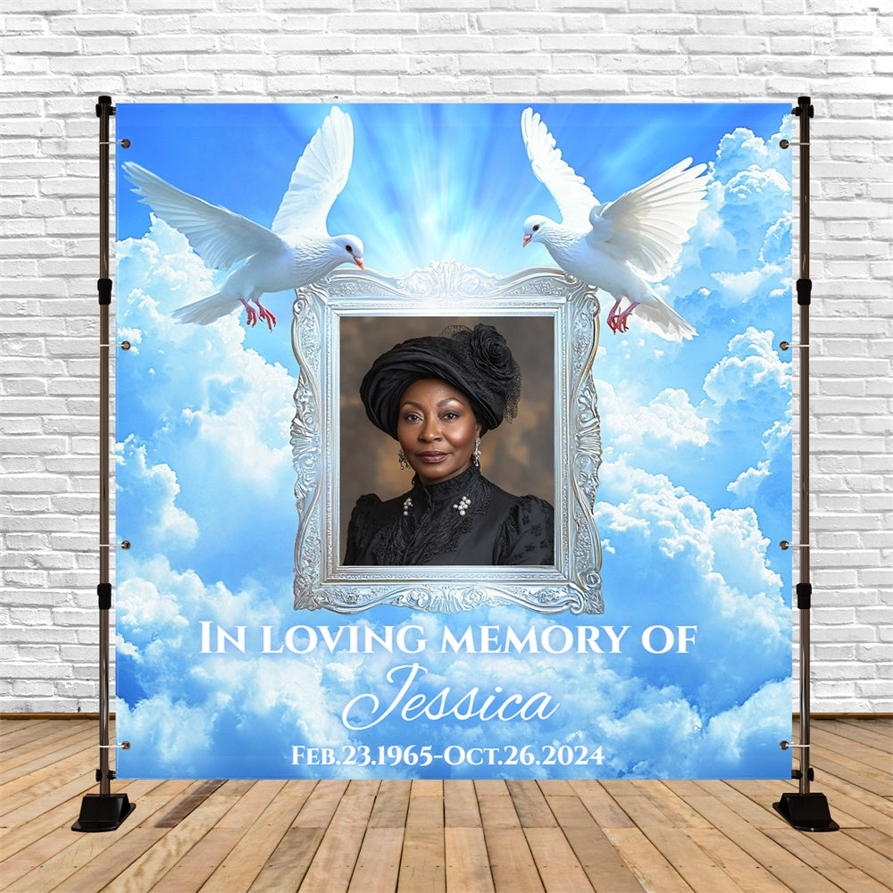Memorial Backdrop Ideas Dove Sky Elegance Custom Backdrop CSH6-374