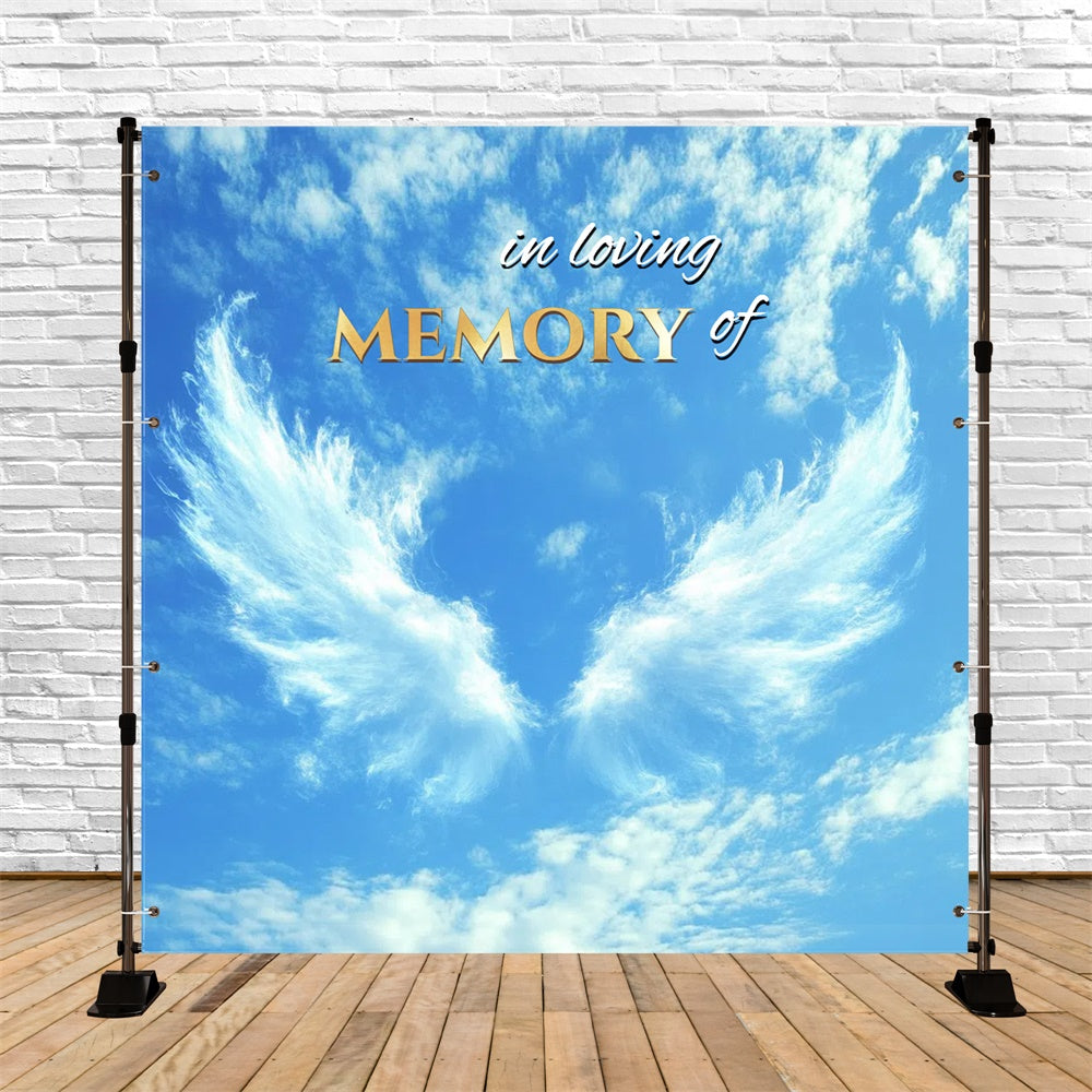 Memorial Backdrop Ideas Angel Wings Sky Personalized Backdrop CSH6-379