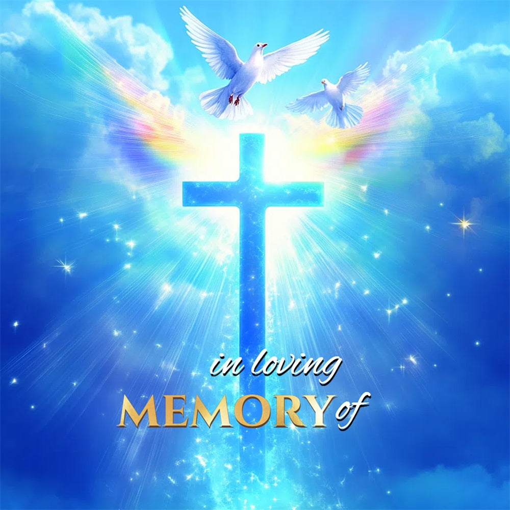 Memorial Backdrops Celestial Glory Cross Personalized Backdrop CSH6-383