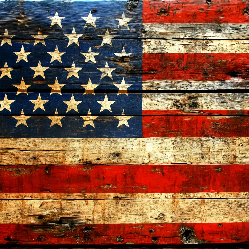 4th of July Photography Backdrops Rustic Wooden Flag Backdrop CSH6-5