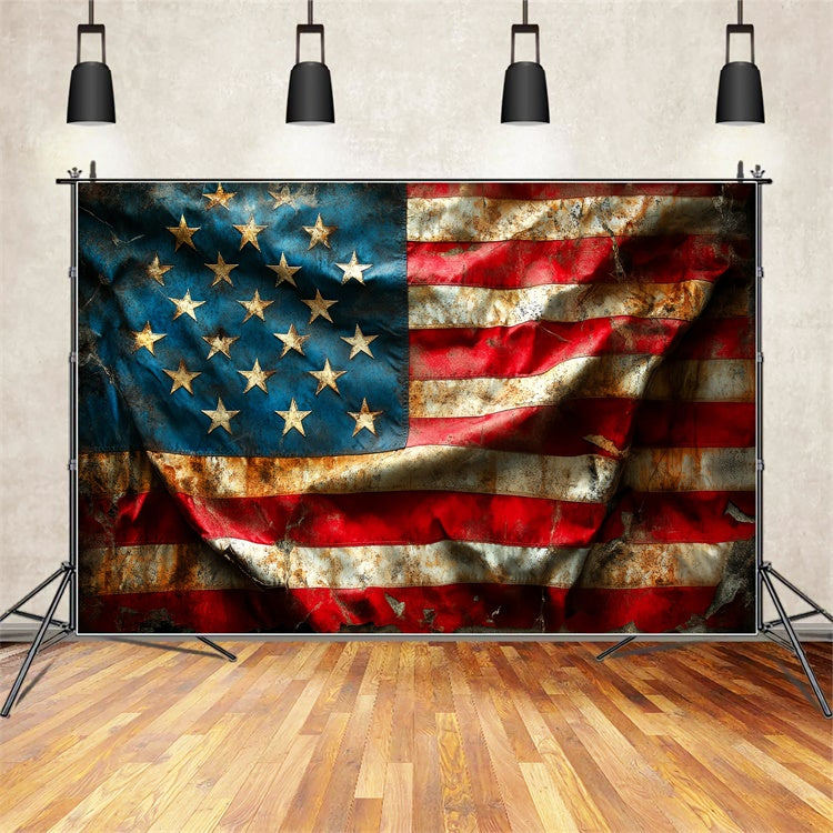 American Flag Photo Backdrop Timeworn Patriot Flag Backdrop CSH6-7