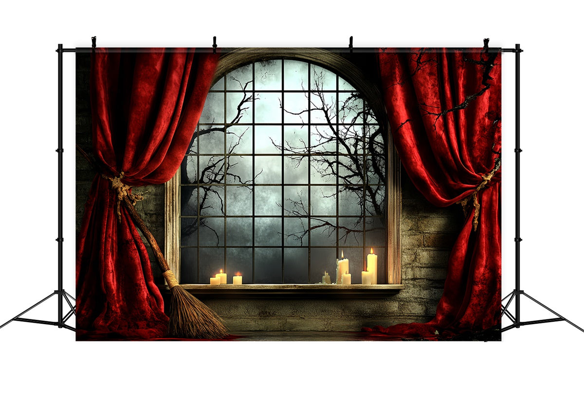 Halloween Picture Backdrop Window Moonlit Night Backdrop CSH6-74