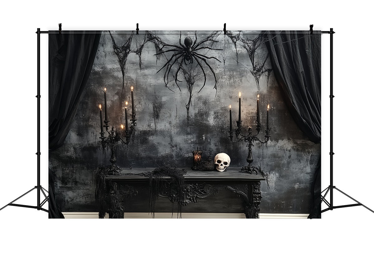 Scary Halloween Backdrop Skull Spider Midnight Altar Backdrop CSH6-77