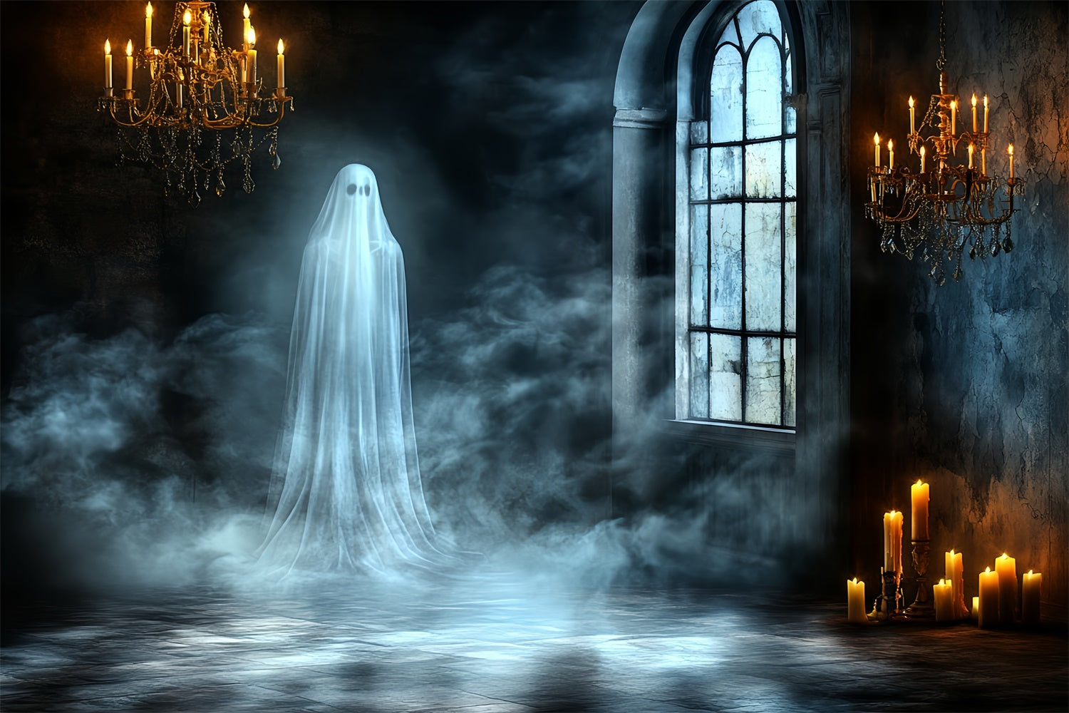 Photography Halloween Backdrop Ghostly Gothic Window Backdrop CSH6-78