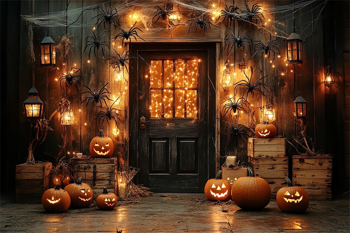 Halloween Backdrop Spooky Porch Lantern Spider Backdrop CSH6-80