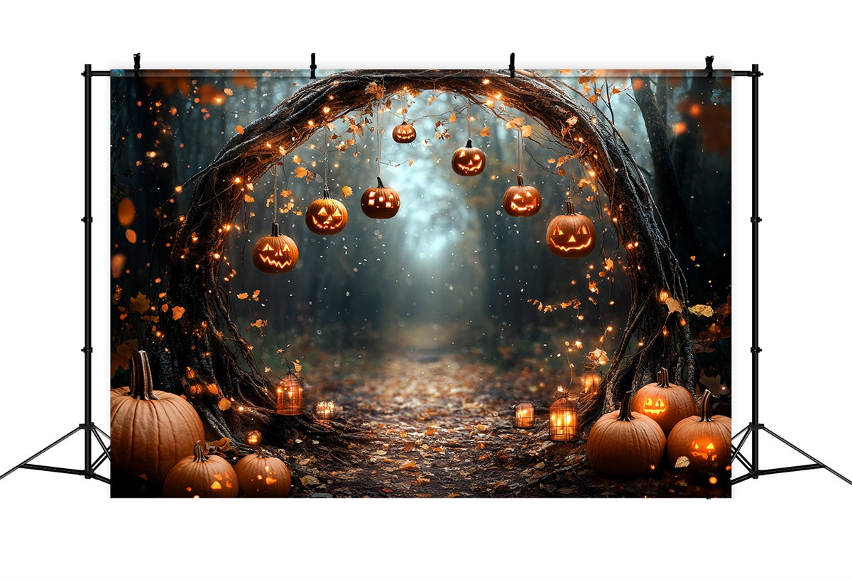 Magical Forest Backdrop Enchanted Pumpkin Arch Halooween Backdrop CSH6-82