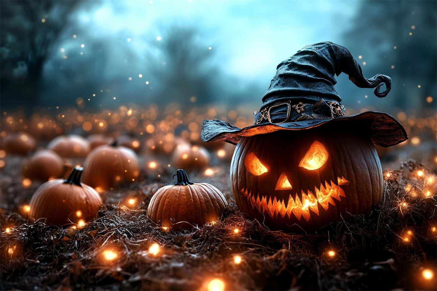 Halloween Photography Backdrop Wicked Pumpkin Wizard Backdrop CSH6-83