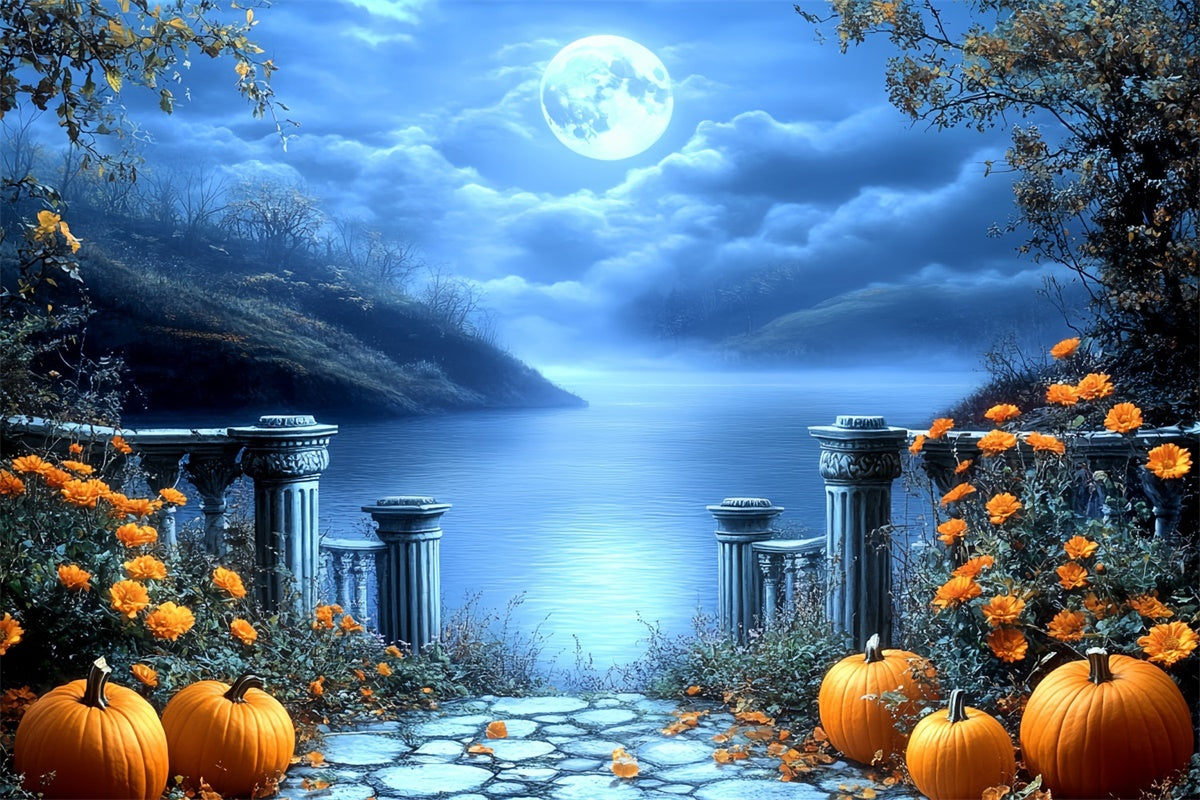 Photography Halloween Backdrop Gothic Lake Moonlight Backdrop CSH6-85