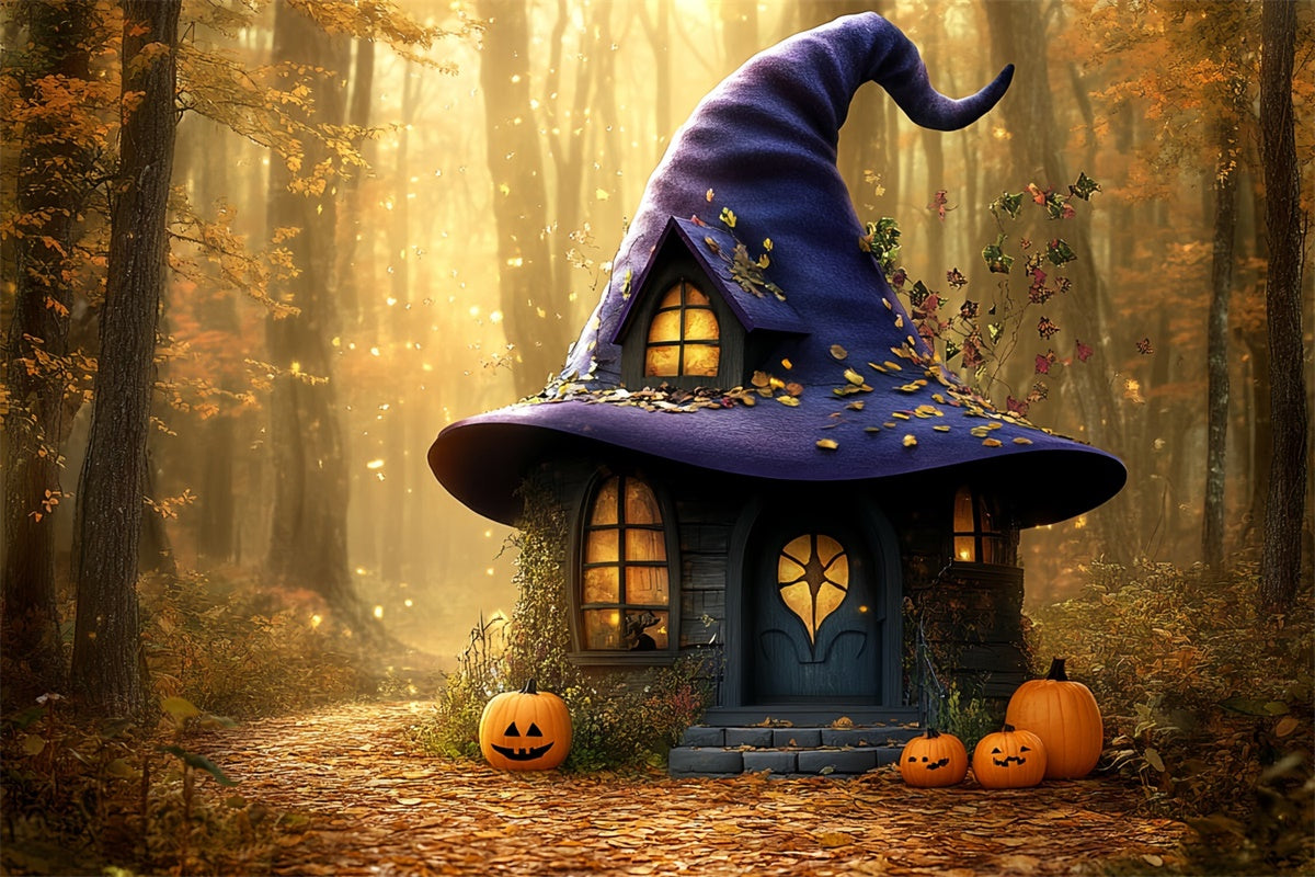 Forest Backdrops Forest Spell Hut Halloween Photo Backdrop CSH6-88