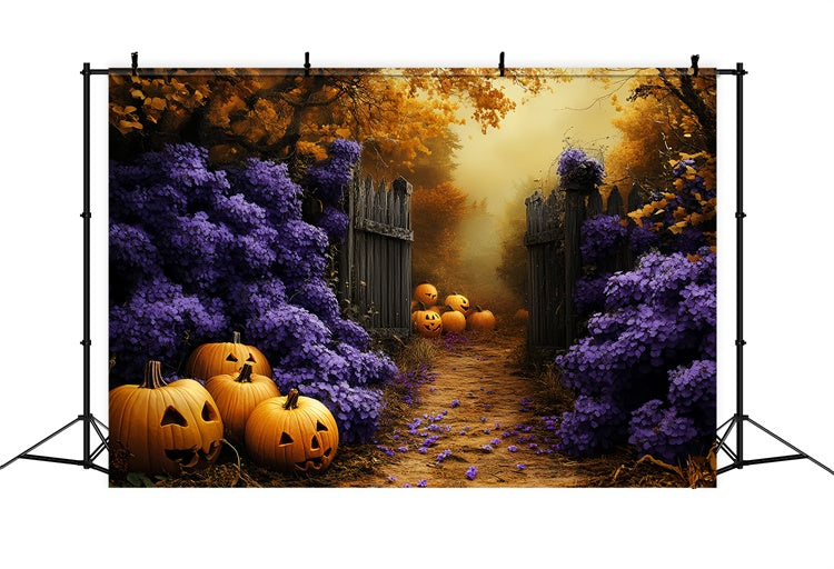 Halloween Photo Backdrops Haunted Floral Pumpkin Backdrop CSH6-89