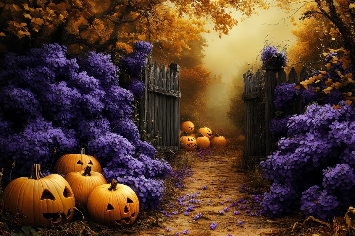 Halloween Photo Backdrops Haunted Floral Pumpkin Backdrop CSH6-89