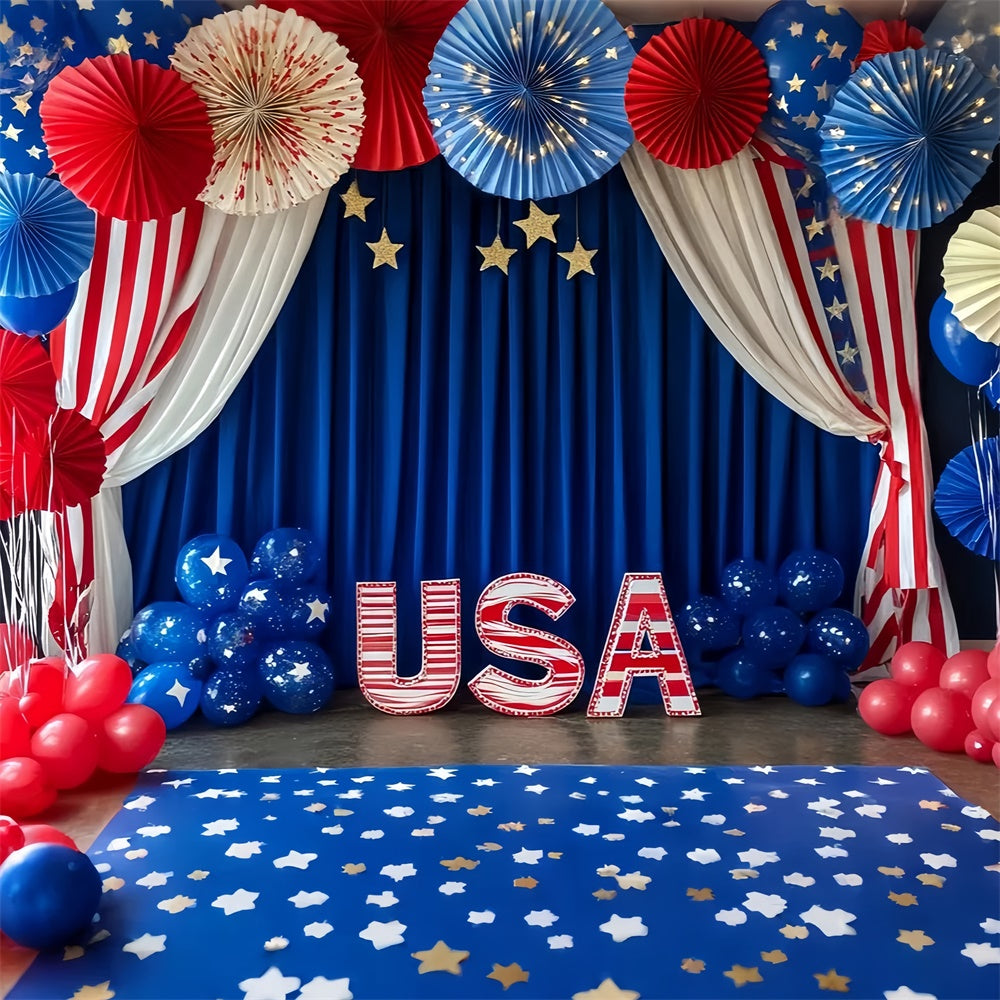 Independence Day Backdrop Americana Curtain Balloon Backdrop CSH6-9