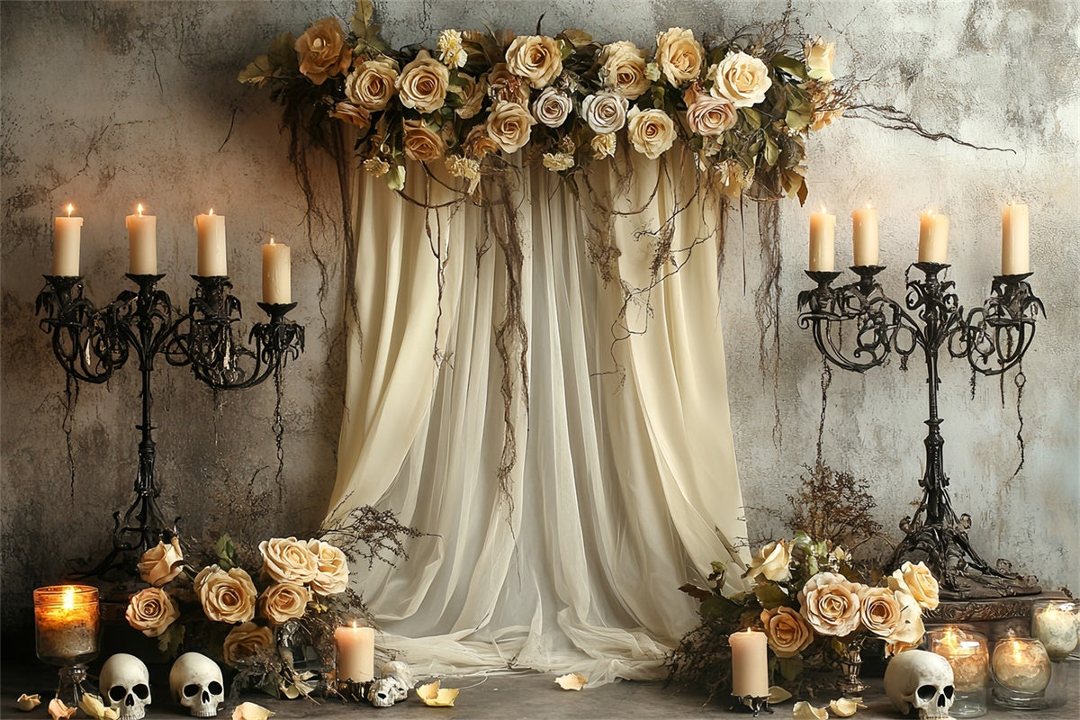Scary Halloween Backdrops Skull Altar Gothic Rose Backdrop CSH6-96
