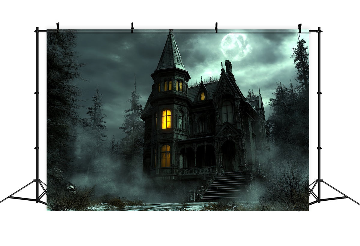 Spooky Forest Backdrop Haunted Castle Glow Halloween Backdrop CSH6-97