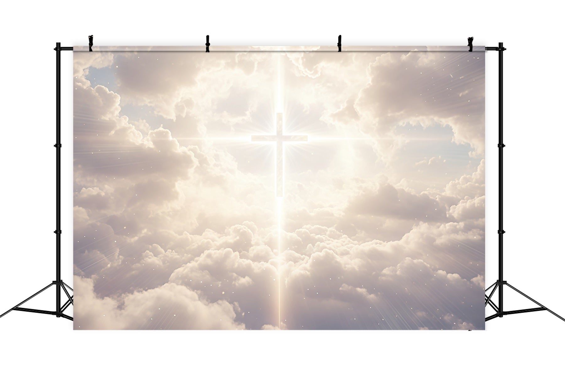 Easter Backdrops For Church Heavenly Light Cross Clouds Easter Backdrop CSH61-1