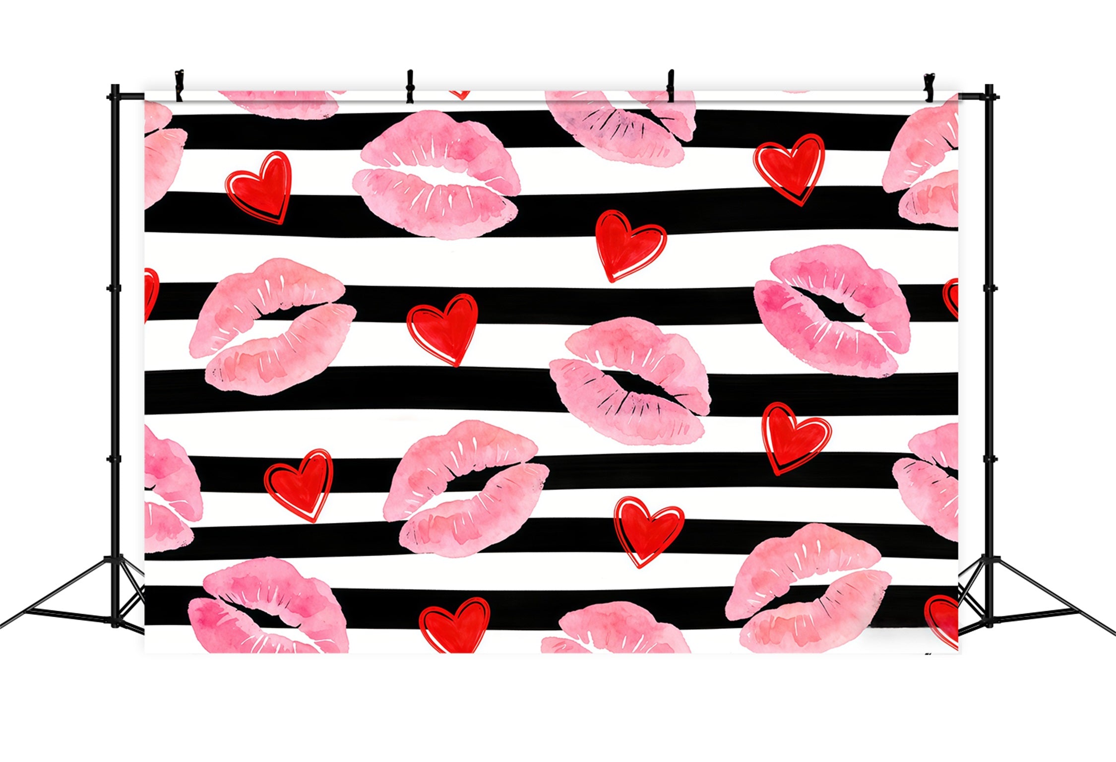 Kissing Lips Valentine Backdrop Watercolor Heart Pattern Valentine Backdrop Ideas CSH61-102