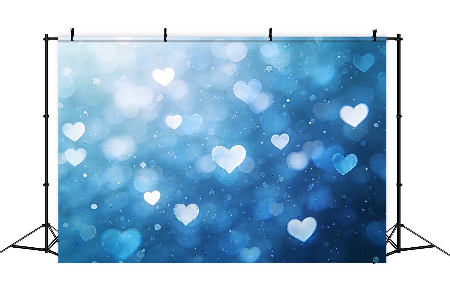 Bokeh Valentine Backdrop Romantic Blue Heart Glow Valentines Backdrop CSH61-104