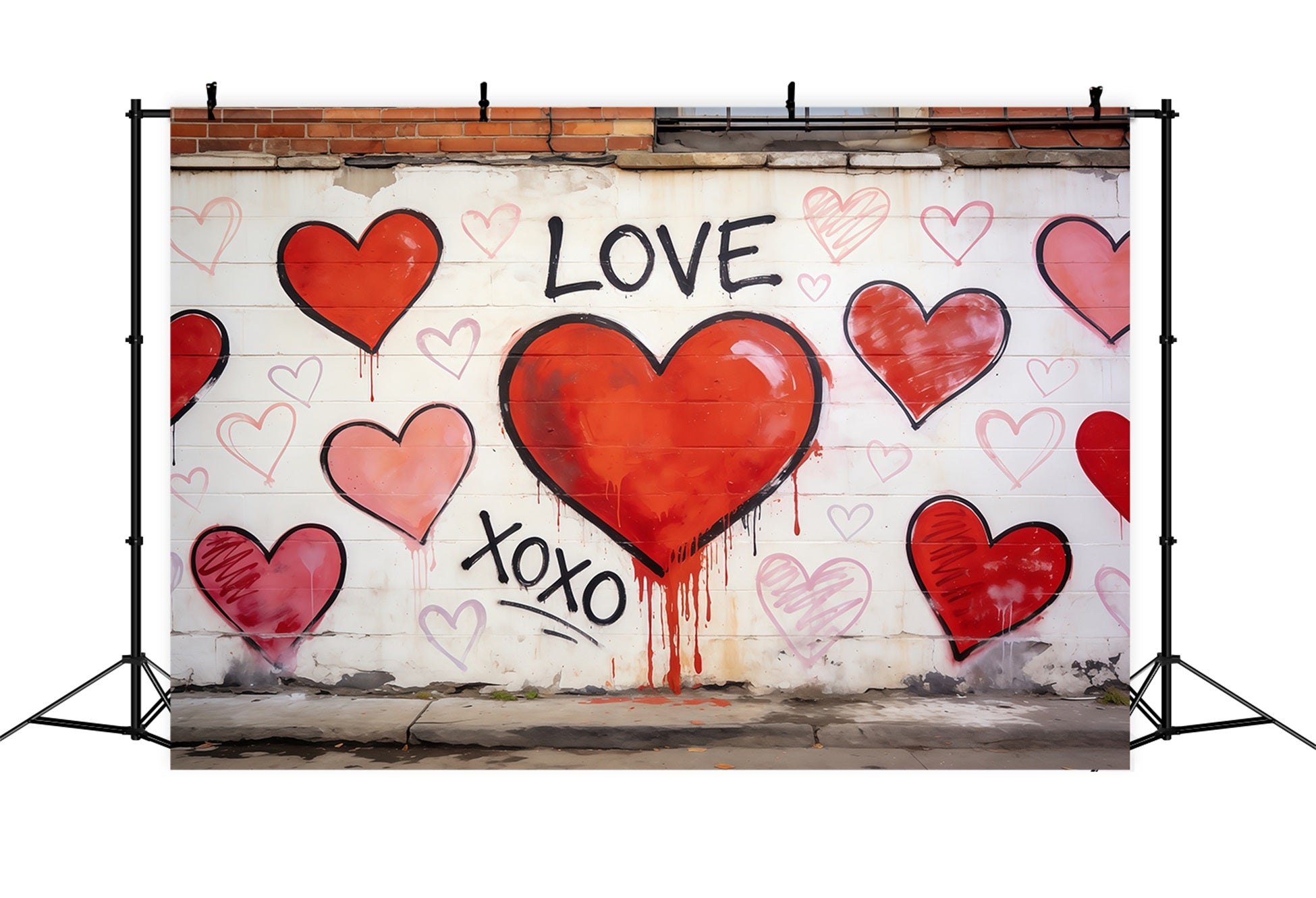 Graffiti Wall Valentine Backdrop Urban Love Heart Valentine's Day Photo Backdrop CSH61-105
