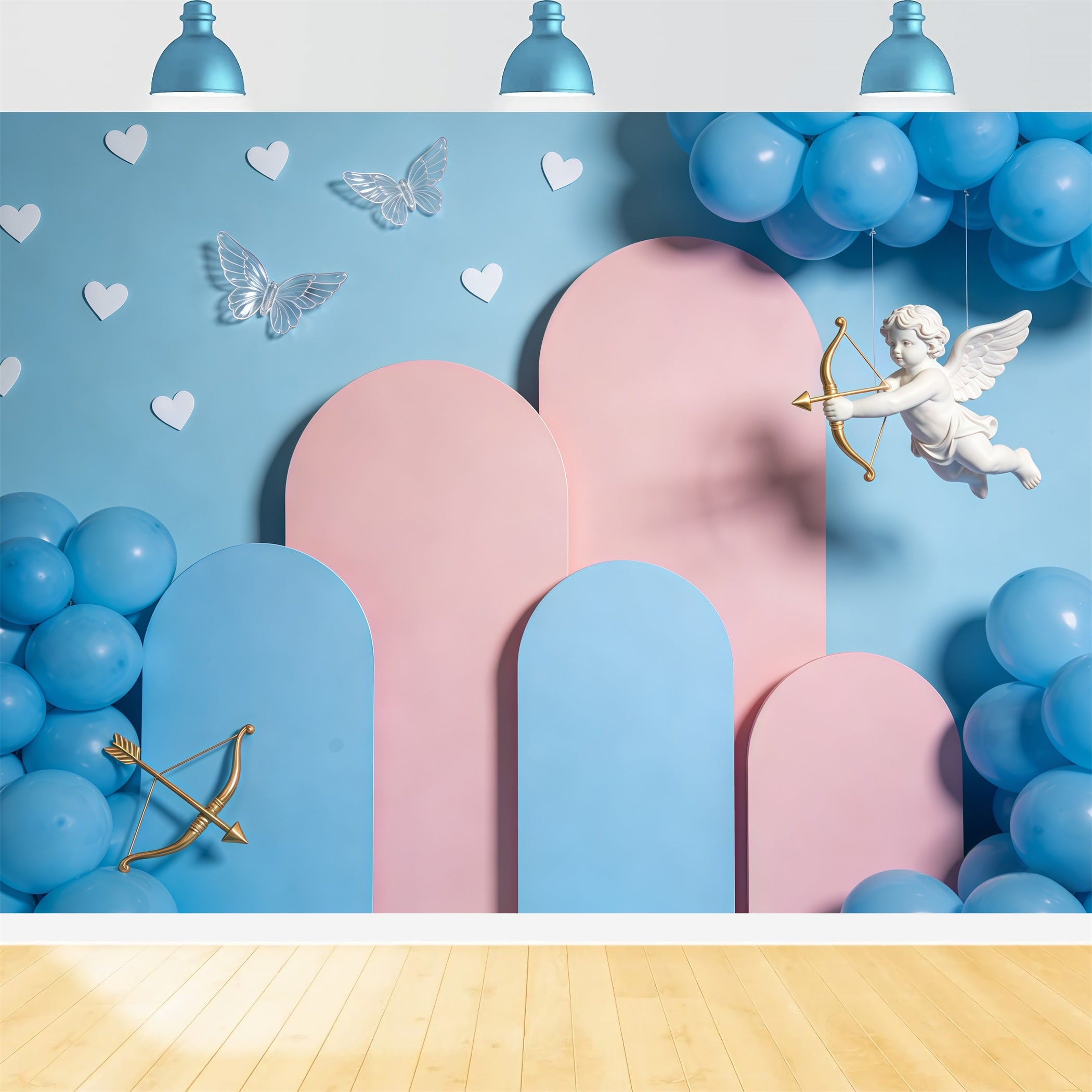 Cupid Valentine's Day Backdrop Arch Balloon Display Valentine Backdrops For Pictures CSH61-112