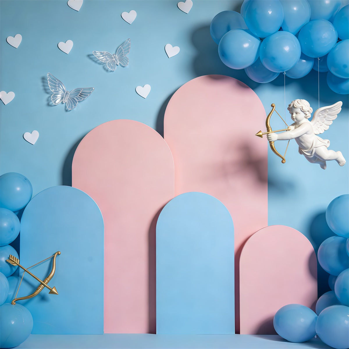 Cupid Valentine's Day Backdrop Arch Balloon Display Valentine Backdrops For Pictures CSH61-112
