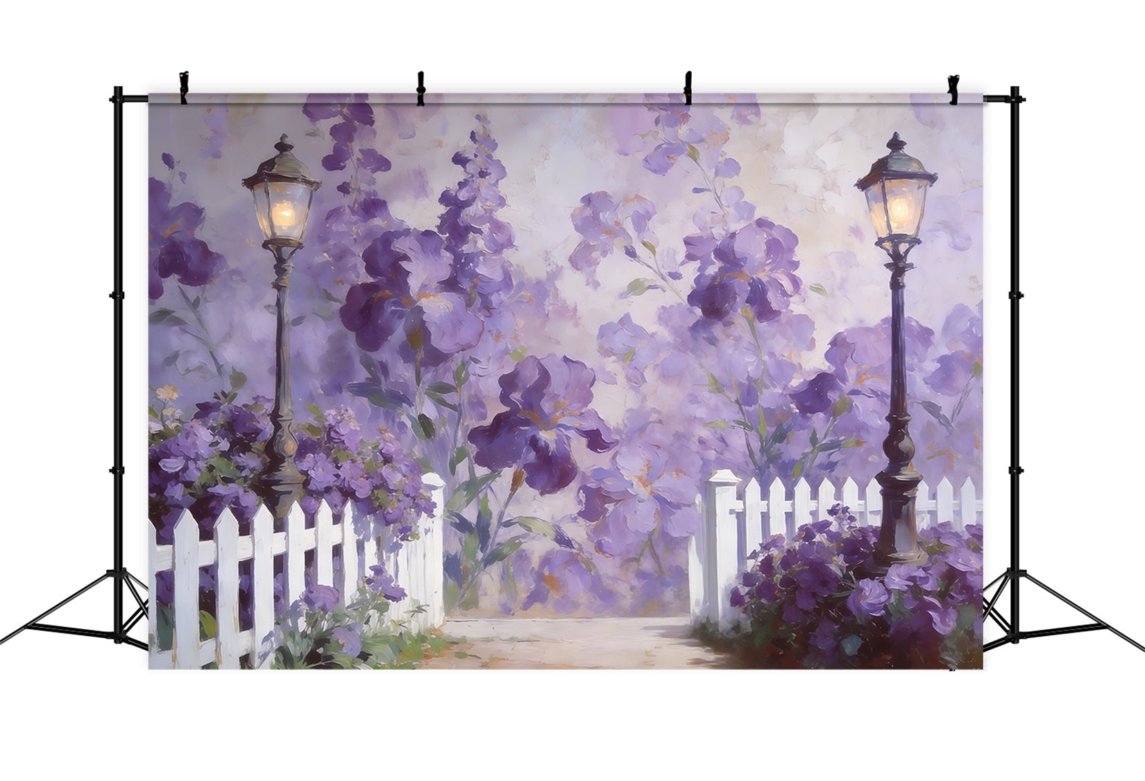 Floral Garden Backdrop Lantern Lavender Blossom Pathway Floral Backdrop Photoshoot CSH61-120